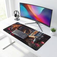 Dragon Reading In Library Pattern Extra Long Gaming Mouse Pad And Desk Mat Set, Non-Slip Durable Rubber Bottom, Smooth Surface, Suitable For Computer Laptop Office Home, Abstract Art Decor, Back To School Supplies - A - View 4