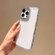 Transparent Rhinestone Water Ripple Phone Case, Ins Style Light & Shadow Flowing Premium Feel, TPU Soft Edge Non-Yellowing Full Coverage Shockproof Protective Cover For 18 Pro Max/18 Pro/18/Duo/17/Air/16/15/14/13 Series - Clear - View 9