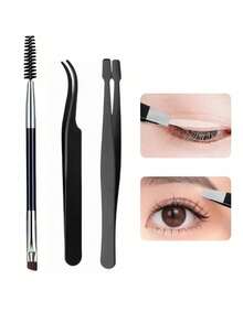 Eyelash Tool Set: Eyelash Curler, Eyelash Tweezers, Eyelash Comb, Eyeliner, Eyebrow Pencil, With Storage Box, Eyelash Extension Tool Set, 6 Pieces - Multicolor - View 5