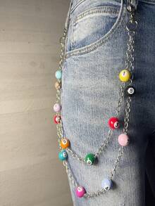 1pc Men's Mixed Color Punk Style Chain Waist Chain, Hip Hop Ins Minimalist Waist Chain, Suitable For Decorating Keychain Wallet Bag Buckle, Random Digital Sequence Shipment - Multicolor - View 5