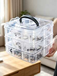 Storage Box With Lid And Handle; Storage For Holiday Decorations, Jewelry, Sewing Supplies, Jewelry-Making Components, And Hardware Accessories; Office Supply Organizer; Gift For Craft Enthusiasts; Valentine's Day, Christmas, Or Halloween Gift. - Multicolor - View 1