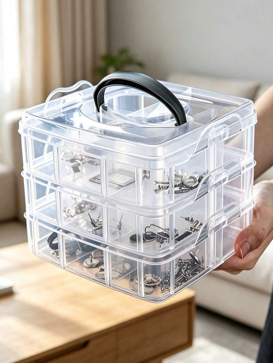 Storage Box With Lid And Handle; Storage For Holiday Decorations, Jewelry, Sewing Supplies, Jewelry-Making Components, And Hardware Accessories; Office Supply Organizer; Gift For Craft Enthusiasts; Valentine's Day, Christmas, Or Halloween Gift. - Multicolor - View 1