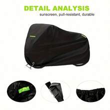 Motorcycle Cover, 500D Black Spray Painted Reflective Electric Scooter Cover, Durable And Suitable For All Seasons, Outdoor Sun Protection, Scooter Cover, Tear-Resistant, Suitable For All Seasons. - Black - View 12