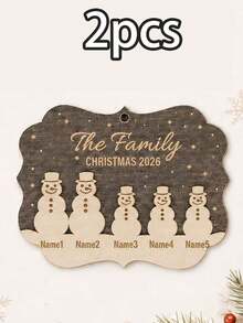 Custom Snowman Family Christmas Ornament, Personalized 2-5 Name Tree Hanging Decor, Festive Rustic Holiday Style, Customized Family Christmas Decoration, Customizable Name Keepsake, Christmas Tree Ornament, Family Holiday Gift 2026, Family Tree Gift - Style a - View 7