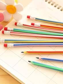 1/3/5/10pcs Foldable Rubber Pencil With High-Quality Grip Design, Compact And Practical, Suitable For Learning, Office And Sketching, Plastic Writing Pencil, Random Color And Style - Multicolor - View 7