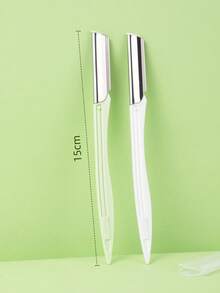 2pcs Stainless Steel Straight Edge Razor With Protective Cover, Suitable For Men And Women, Ideal For Eyebrow Grooming And Hair Removal, Essential Beauty Care Tool - Multicolor - View 4