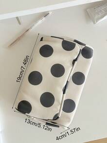 1pc Polka Dot & Striped Makeup Bag With Built-In Mirror, Portable Large Capacity Cosmetic Storage Bag, Women & Girls Travel Toiletry Organizer, Daily Use - Multicolor - View 9
