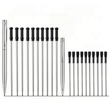 Metal Ballpoint Pen Set, 1 Long & 1 Short Stainless Steel Retractable Pens With Matching Long & Short Replacement Pen Refills, Smooth Writing Silver Metal Pens For Business Office Gift - Pens With Refills - View 2