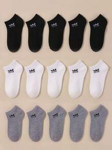 5/10/20/50 Pairs Random Sport Ankle Socks Black White Grey Solid Color Low Cut Short Socks Breathable Halloween Kids Socks For Fall Running Walking - Multicolor - View 4