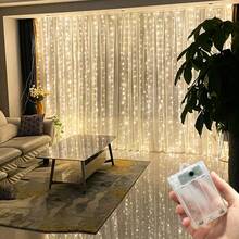1pc 3/6m Electric Box-Style (Battery Not Included) Curtain Lights, 8 Functions, Flashing Fairy Tale String Lights, Suitable For Autumn Home Decor, Christmas Tree, Christmas, Halloween, Birthday, Garden Decoration, Indoor String Lights, Holiday Lighting Display - Battery Box Curtain Light - View 8