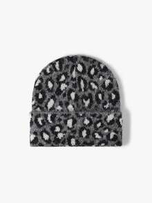 1 buah Topi Rajut Motif Leopard Eropa & Amerika, Topi Rajut Lipat Minimalis Serbaguna Hangat untuk Pemakaian Sehari-hari di Musim Gugur/Dingin - Beraneka warna - View 2