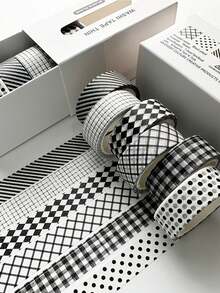 Vintage Plaid Pattern Washi Tape, Minimalist Style 1.5cm Wide Planner Tape, Suitable For Student Stationery Decoration, DIY Scrapbooking And Gift Box Packaging, Surprise Gift For Friends - A - View 9