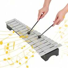 Shoze 15‑Note Percussion Glockenspiel Set With Mallets & Storage Bag, Compact Musical Instrument For Beginners Music Lovers - Black - View 2