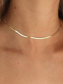 Kalung Rantai Ular Baja Tahan Karat, Kalung Berlapis Halus Gaya Minimalis untuk Wanita, Cocok untuk Pemakaian Sehari-hari - Kalung - View 4