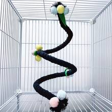 1pc Parrot Toy Climbing Rope, Rope Perch Toy, Interactive Bird Cage Decor, Shape Adjustable For Parrots Like Cockatiel, Cockatoo, Macaw Changeable Shape Cage Perch Toy, - Black - View 6