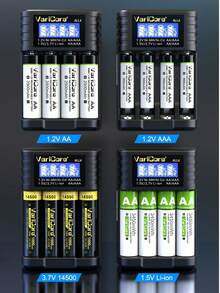 1pc PD 20W LCD Universal Fast Battery Charger, With Professional Discharge & Capacity‑Testing Function, Real‑Time Capacity Display. Compatible With 3.7V 18650 Li‑Ion Batteries & 1.2V Ni‑MH/Ni‑CD AA/AAA Rechargeable Batteries - Black - View 10