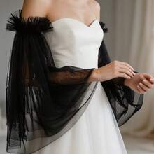 1 Pair Romantic Ruffle Long Loose Tulle Sleeve Cuffs, Exquisite Bridal Accessory, Suitable For Wedding Dress, Party And Travel Photography - Pink - View 13