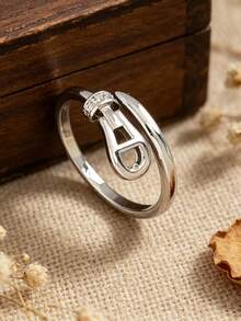 1pc Exaggerated Design Belt Ring New Copper Plated 18K Niche Hollow Design Open Adjustable Ring Women's Ring Daily Wear - Belt Ring - View 7