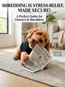 Fun Dog Newspaper Chew Toy, Happy Puppy, Suitable For All Dogs And Cats - Squeaky Fabric Toy, Suitable For Small/Medium/Large Dogs, Relieves Dog Boredom And Anxiety, Washable Pet Toy, No Battery Required, Perfect Pet Gift - Multicolor - View 1