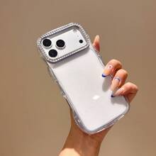 Transparent Rhinestone Water Ripple Phone Case, Ins Style Light & Shadow Flowing Premium Feel, TPU Soft Edge Non-Yellowing Full Coverage Shockproof Protective Cover For 18 Pro Max/18 Pro/18/Duo/17/Air/16/15/14/13 Series - Clear - View 10