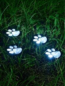 Efficient Solar Powered IP65 Waterproof Heat & Frost Resistant Auto Dusk Sensor Paw Print Design Black Solar Ground Light, Suitable For Patio Lawn Yard Pathway Outdoor Garden Landscape Decorative Lighting Accessory - Aaaa - View 14