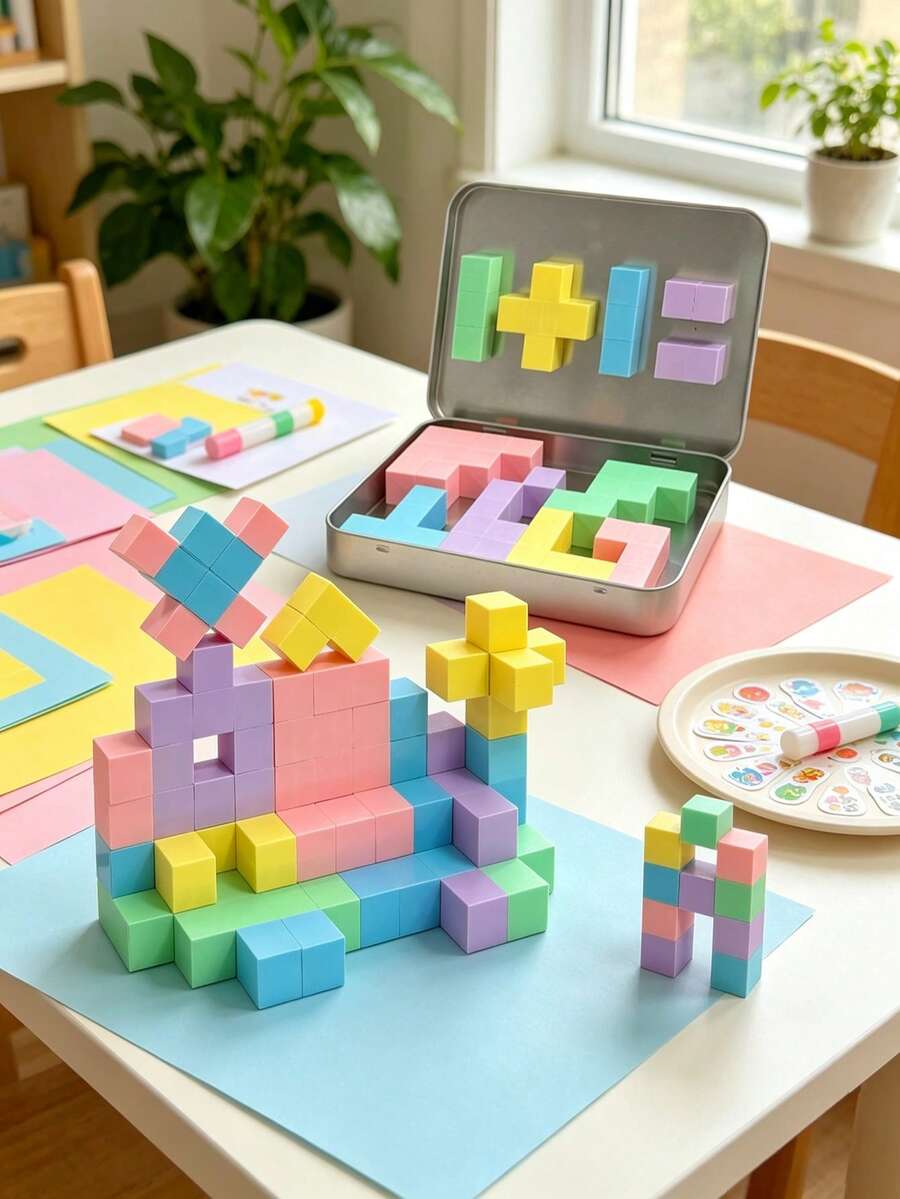 Bộ 36/60 khối xây dựng nam châm du lịch, đồ chơi lắp ráp nam châm STEM, chủ đề Macaron, kèm hộp lưu trữ, tương tác cha mẹ và con cái, phù hợp làm quà khai trường, quà sinh nhật cho bé trai và bé gái 3 tuổi - Nhiều màu - Xem 1