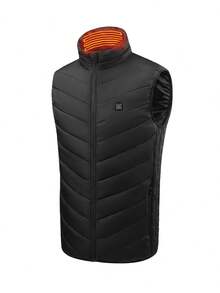 CAMEL CROWN Unisex USB Heated Vest 3 Heating Zones Adjustable Temperature Thermal Sleeveless Waistcoat Outdoor Warm Heating Vest Power Bank Not Included - Black - View 3