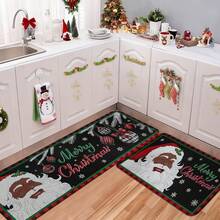 1/2/3pcs Christmas Theme Kitchen Rugs, Flannel Kitchen Rugs, Soft Comfortable Absorbent Non-Slip Machine Washable With Non-Slip Backing, Multi-Functional Home Floor Mats For Entryway, Living Room, Bedroom, Kitchen, Dining Room, Bathroom, Laundry Room, Patio, Hallway, Holiday Christmas Decor Mat - Multicolor - View 7