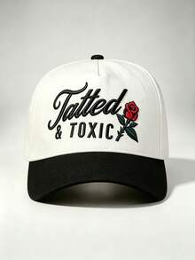 1pc Two-Tone Hat Rose & Slogan Embroidered Hats Adjustable Hat Perfect For Parties, Running, Hiking, And Sun Protection - Multicolor - View 15