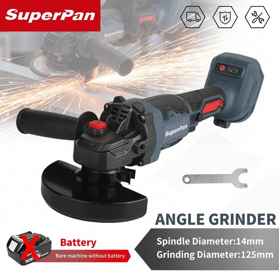 SuperPan 660W High Power Rechargeable Brushless Angle Grinder, Cutting, Grinding, Rust Removal, Polishing Multi-Purpose Handheld Lithium Battery Angle Grinder For Home Decor And Construction Site (Bare Tool - Battery Not Included) - Blue - View 1