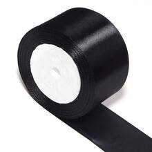 1 Roll Black Satin Ribbon, Suitable For DIY Hats, Knitting, Wedding Cakes, Gift Wrapping, Scenes, Holidays, Indoor, Windows, Hallways, Offices, Home Decor. Rose Material, Suitable For Weddings And Parties - Multi-Purpose Holiday Use - Black - View 14