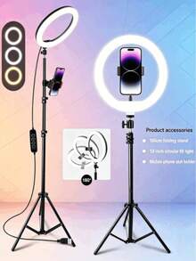 12 Inch Ring Light With 63 Inch Tripod And Phone Holder - Dimmable LED Selfie Light, Suitable For Makeup, Zoom, Live Streaming And Photography - Cyber Monday And Christmas Gift, Adjustable Brightness, Stable Base, Content Creation Light - A - View 1