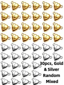 30pcs Heart-Shaped Magnetic Clasp Connectors, Jewelry Making Accessories For DIY Necklace, Bracelet, Wholesale - Love - View 13