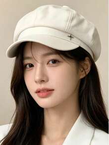 1 Piece Of Women's Korean Classic Octagonal Hat And Newsboy Cap, Exquisite Four-Pointed Star Decoration, Sun Protection And Slimming Face - Multicolor - View 2