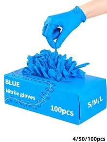 100/50/1pc Multi-Purpose Nitrile Gloves, Waterproof, Anti-Static, Durable, Suitable For Dishwashing And Home Cleaning, Convenient Household Tool - Blue - View 2