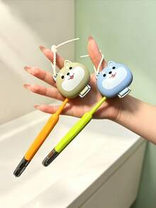 2pcs Cartoon Toothbrush Head Protective Covers, Travel Toothbrush Storage Box, Portable Toothbrush Holder, Toothbrush Protective Cover Protects Toothbrush Head, Portable And Easy To Clean, Prevents Dust And Foreign Matter Contamination, Keeps Toothbrush Clean. Suitable For Home/Travel/Dorm/Camping Toothbrush Protective Clips, Electric Toothbrush Head Protective Box, Home Bathroom Decor, Household Toothbrush Holder - Multicolor - View 3
