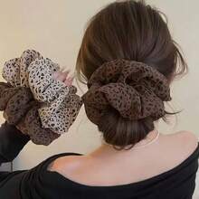 Leopard Patterned Intestine Headband For Women's New Style, High Elasticity And Durable Headband, High-End Hair Accessory With Floral Meatballs - Multicolor - View 1