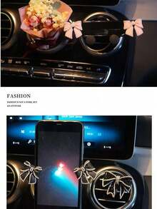 Gravity Car Air Vent Phone Holder, Creative Bow Design, White Plastic Material, Universal Car Interior Accessory, Compatible With Iphone, Android Phones, Birthday Gift, Summer Car Vent Phone Holder, Car Accessory - Multicolor - View 6
