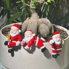 Santa Claus Hanging Planter Decor, Creative Fish Tank & Flower Pot Edge Ornament, Christmas Garden Small Decoration Gift - Santa Claus - View 4