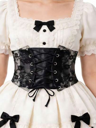 1pc Women's Dark Fashion Vintage Corset Elastic Waist Cincher Wide Waistband Suitable For Halloween Night Party Or Daily Wear