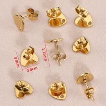 10Pcs Fashion Gold 304 Stainless Steel Heart-Shaped Ear Studs DIY Earring Base Findings Jewelry Making Accessories, With Holes For Hanging Pendants - Earrings - View 2