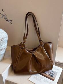 Vintage Large Capacity Tote Bag For Women, New Fashion Versatile Commuter Shoulder Bag - Brown - View 5