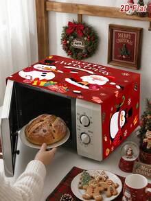 1件裝聖誕紅色微波爐防塵罩，聖誕老人、雪人、企鵝圖案，Merry Christmas 85*35cm 聚酯纖維微波爐/烤箱/爐灶蓋，微波爐家電防塵罩，廚房防塵保護套，聖誕裝飾，聖誕節裝飾，廚房裝飾，聖誕餐桌裝飾，節日派對裝飾，冬季家居裝飾 - 聖誕款N - 查看 4