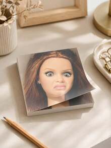 Funny Prank Expression Face Sticker Memo Pads, Creative Unique High-Quality Paper Square 50 Pages Detachable, Daily Planner Memo Notebook, Suitable For Office School Students Colleagues, April Fools Day Back To School Season Desk Decor Gift - one-size - View 5