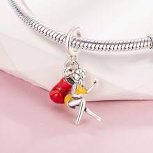 1pc Game & Sports Theme Pendant Bead, Retro Game Console, Boxing, Roller Skating, Fitness Charm, DIY Jewelry Accessory, Compatible With European Snake Chain Bracelet, Game & Fitness Gift - Silver - View 4