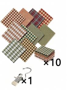 10/20pcs Striped Plaid Fabric Set, Pre-Cut Fabric, Vibrant Classic Plaid Combination, High-Quality Colored Yarn-Dyed Plaid Fabric, Suitable For DIY Sewing, DIY Crafts, Home Decor, Patchwork And Embroidery Crafts. Multi-Functional Fabric - Multicolor - View 11