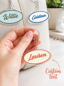 1 pieza Llavero con etiqueta de nombre de fuente retro personalizada, accesorio de Charm de bolso con monograma personalizado, regalo para mochila, regalo de recuerdo personalizado para uso diario de la familia - Multicolor - Ver 1