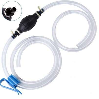 Bomba de transferencia de combustible manual LZLINGMEIHK, bomba de gasolina manual de 10mm con manguera de PVC de 2m y 2 abrazaderas, sifón portátil para agua, aceite, gasolina, herramienta para coche, barco y jardín con abridor de botellas