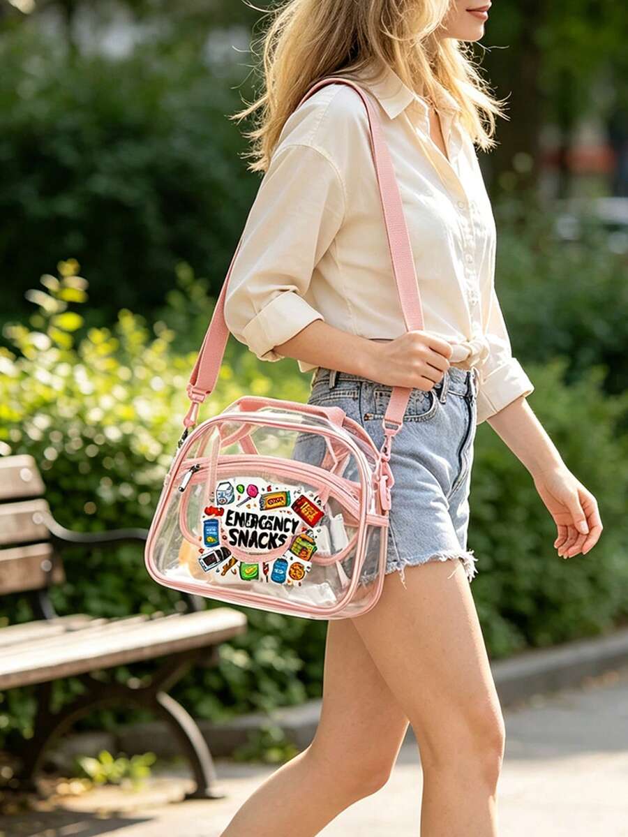 Lunch Bag With Snack Themed Patterns, Women's Handbag/Shoulder Bag, Mini Sauce Sorting Bottle, Fashionable Personalized Women's Handbag, Large Capacity Simple Storage Bag, Essential Picnic Storage Bag For Camping, Multifunctional Storage Bag - Multicolor - View 1