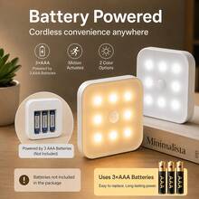 1 buah Lampu Dinding Sensor Gerak Nirkabel, Lampu Malam LED Bertenaga Baterai (Baterai Tidak Termasuk), Lampu Sensor Gerak, Otomatis Hidup/Mati, Cocok Untuk Dapur, Kamar Tidur, Ruang Tamu, Penerangan Lorong - Putih - View 2